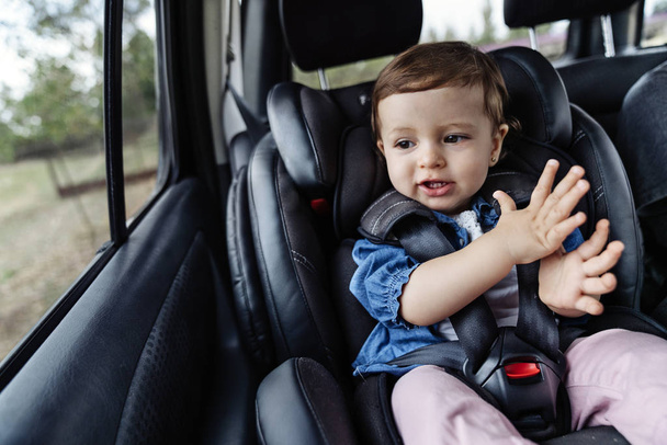 Мила маленька дитина в машину розважається
 - Фото, зображення
