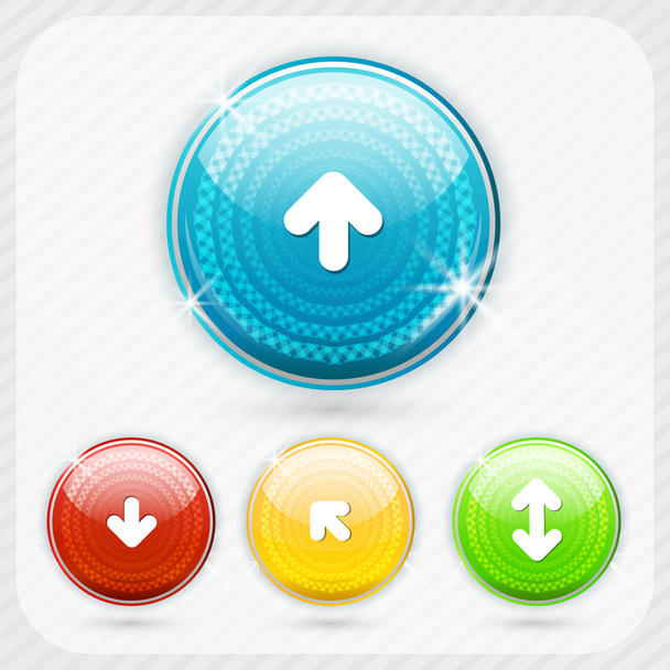 Color buttons with white arrow symbol. - Vector, Image