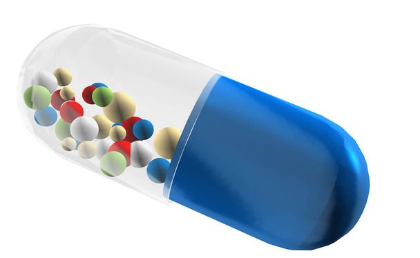 3D retard capsules on white background - Photo, image