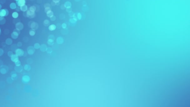 blauer Hintergrund mit Bokeh-Partikeln in der Ecke. Raum für Text. 4k. Looping-Aufnahmen. Thema Schnee, Neujahr, Weihnachten, Wasser. - Filmmaterial, Video