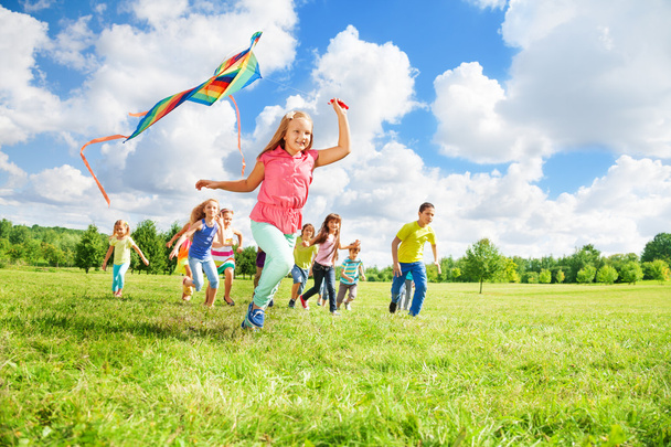 Run with kite for fun - Фото, изображение