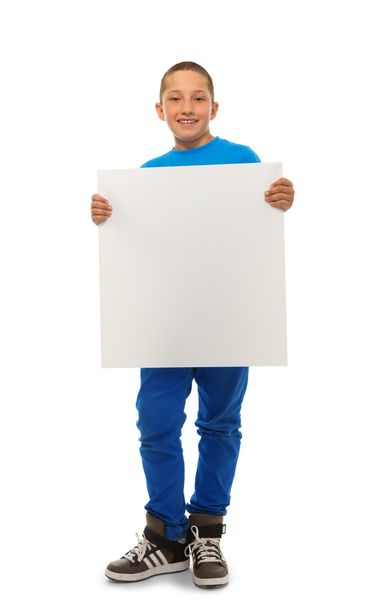 Boy with blank banner - Фото, зображення