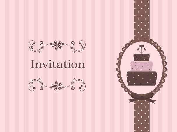 Cute invitation with cake - Vektör, Görsel