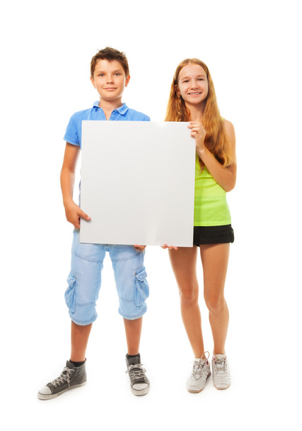 Boy and girl with sign - Photo, Image