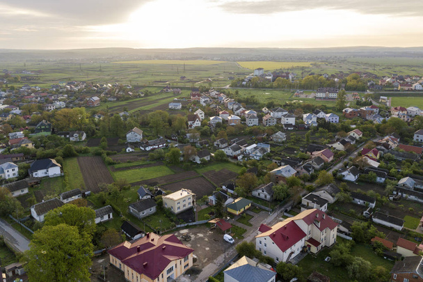 Aerial landscape of small town or village with rows of residenti - Fotó, kép