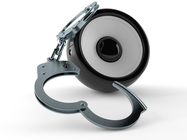Audio speaker with handcuffs - Photo, Image