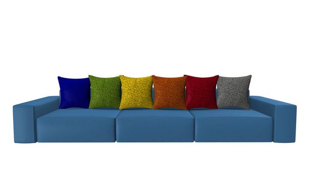 3D Illustration Vorlage Sofa isoliert auf weißem Hintergrund - Foto, Bild
