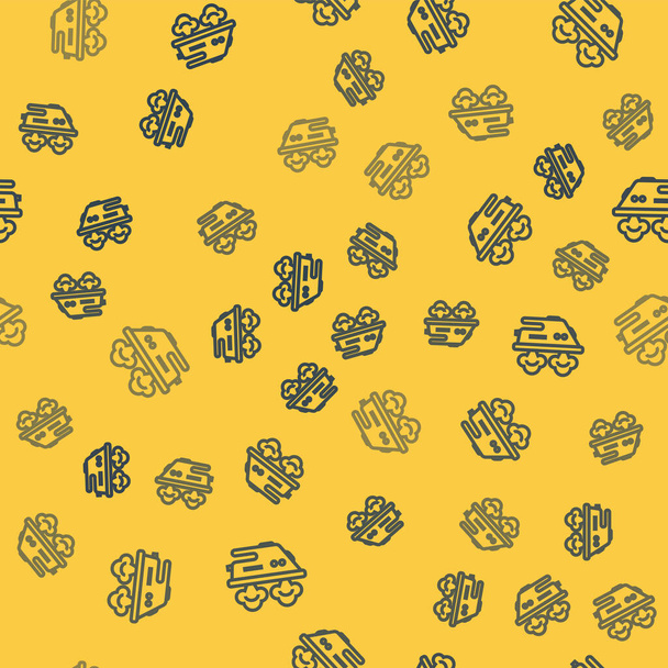 Blue line Electric iron icon isolated seamless pattern on yellow background. Steam iron. Vector Illustration - Vektor, obrázek