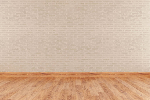 Modern empty interior with stone wall and wooden floor. 3d Illus - 写真・画像