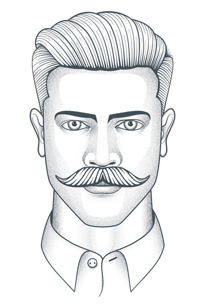Ručně kreslený portrét mladého muže 03 - Vektor, obrázek