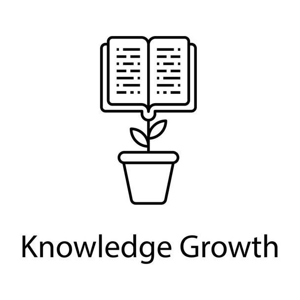 Book with plant denoting educational growth icon in line design  - Wektor, obraz