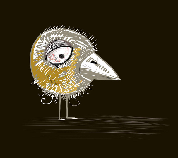 Funny cartoon bird hand drawn illustration - Foto, Imagem