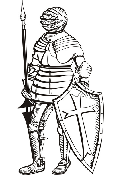 Keskiaikainen ritari - Vektori, kuva