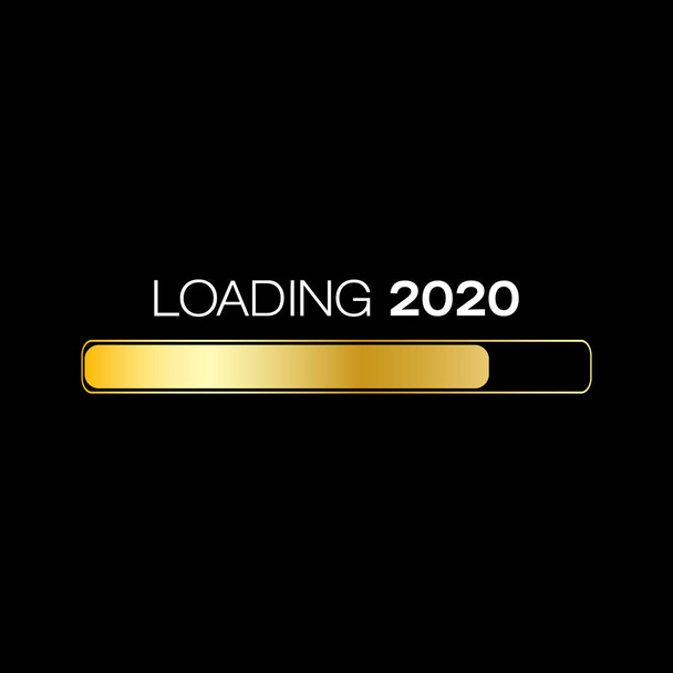 loading bar in gold with the message loading 2020 - Photo, Image