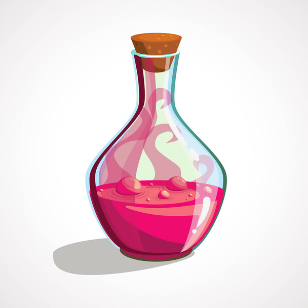 Cartoon flask with witch s potion. Vector illustration - Vector, Image