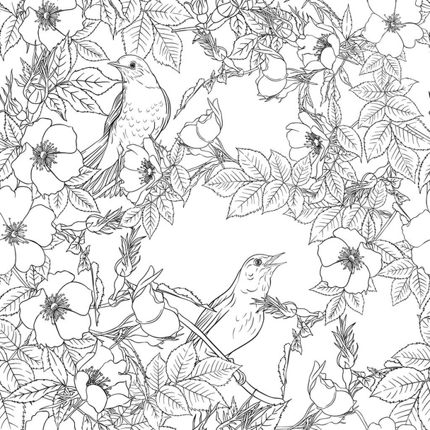 Naadloos patroon, achtergrond met hond-roos, bria - Vector, afbeelding