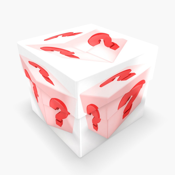 3d gift box with red question mark - Foto, immagini