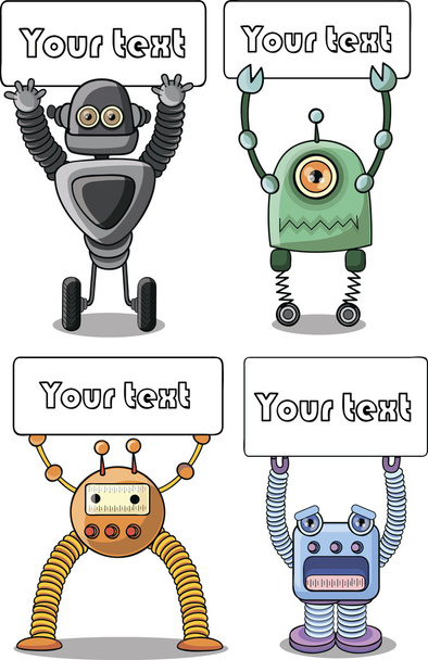 Cartoon robots set - vector - Vector, imagen
