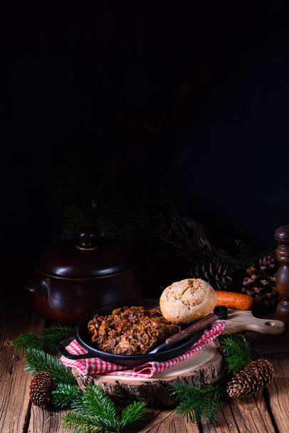 Polish bigos with sausage and dried plum - Photo, Image