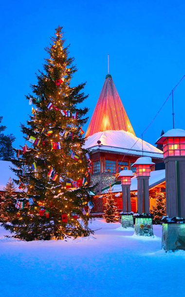 Arctic Circle lamps at Santa Office Santa Village evening new - Photo, Image