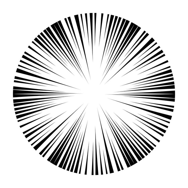 Comic book black and white radial lines background. Manga speed  - Vector, Image