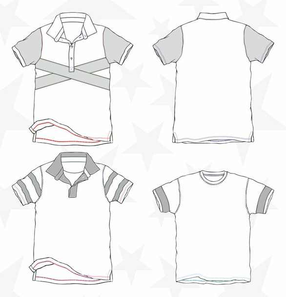 T-shirt model. Kleding, textiel sjabloon set. - Vector - Vector, afbeelding