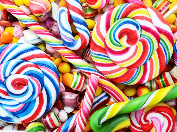 Fond multicolore composé de divers bonbons colorés
 - Photo, image