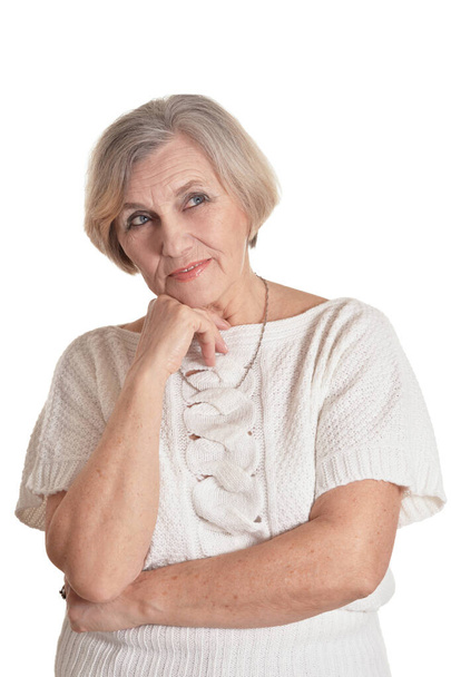 beautiful senior woman posing  isolated on white background  - Photo, Image