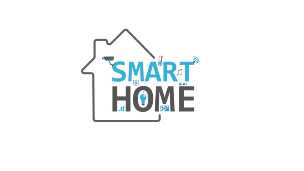 Smart home 2d animatie. Domotica en afstandsbediening concept op witte achtergrond. Internet dingen en moderne slimme technologie - Video