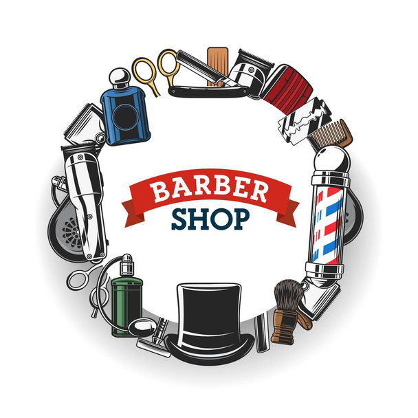 Barbiere strumenti e signori parrucchiere salone
 - Vettoriali, immagini