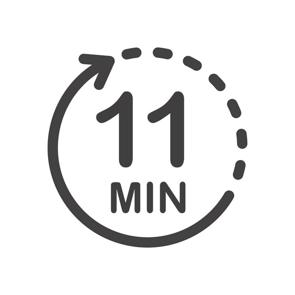 Eleven minutes icon. Symbol for product labels. Different uses such as cooking time, cosmetic or chemical application time, waiting time ... - Vector, Image
