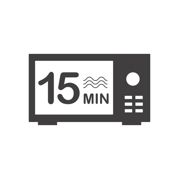 Fifteen minutes icon. Cook in microwave sign. Heat 15 minutes. - Vector, Image