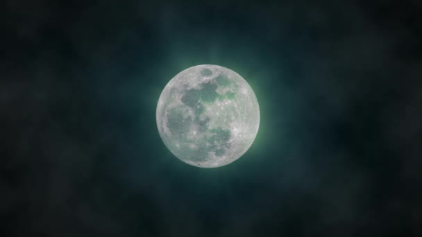Green / Blue Shining Moon Background, Seamless Loop. Ideal For Your Astrology / Astronomy Projects. High-Quality Animation, 4K, 60fps. - Footage, Video