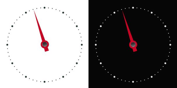 Darstellung des weißen und schwarzen runden Zifferblatts des Messgeräts mit roter Hand in Pfeilform - Vektor - Vektor, Bild