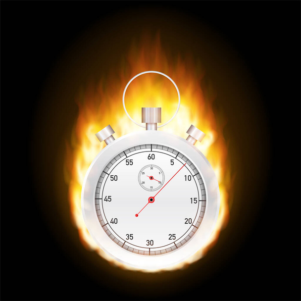 Stopwatch concept - faster sign with fire. Vector stock illustration. - Вектор,изображение