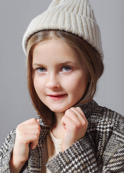 portrait of little model girl in studio - Foto, Imagem
