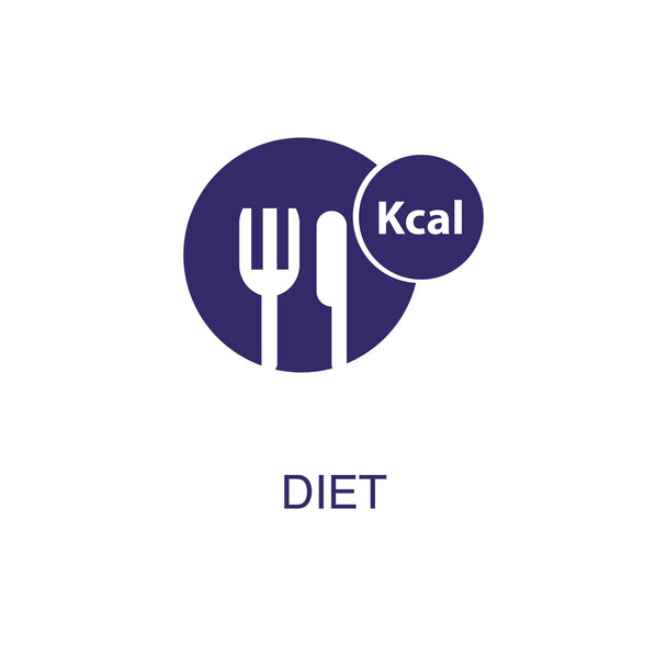 Elemento de dieta em estilo simples plana no fundo branco. Ícone de dieta, com modelo de conceito de nome de texto
 - Vetor, Imagem