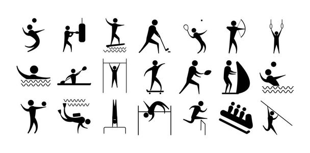sziluett emberek sport különböző tevékenység ikonok készlet - Vektor, kép