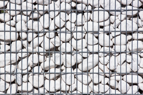 Gabion bílá cihlová zeď jako pozadí - Fotografie, Obrázek