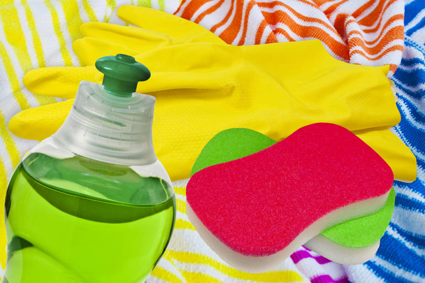 Different Cleaning agents close up - Photo, Image