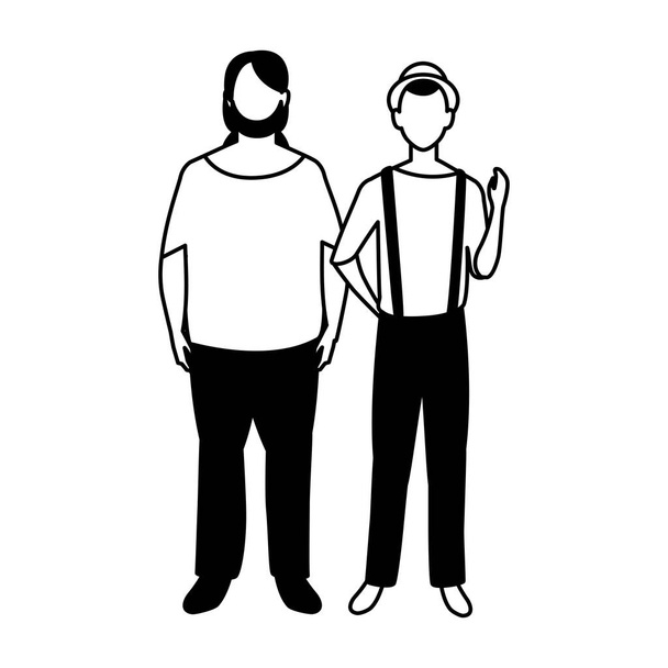 hombres de pie sin rostro con diferentes poses sobre fondo blanco
 - Vector, imagen