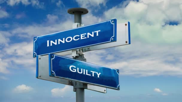 Street Sign the Way to Innocent versus Guilty - Footage, Video