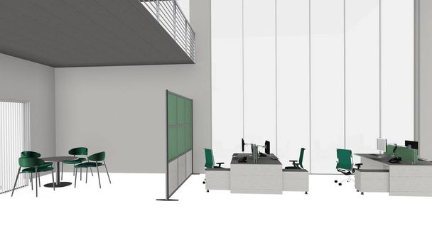 Ilustração 3D Moderno Escritório Local de Trabalho Loft
 - Foto, Imagem