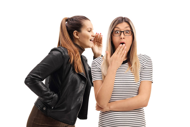 Young woman telling a secret to another young woman  - Foto, Imagen