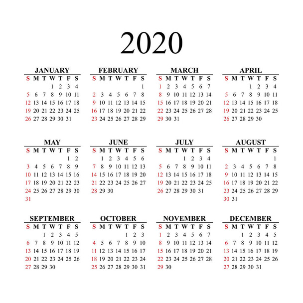 Розробка календаря на 2020 рік. Вектор EPS10
. - Вектор, зображення