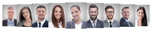 collage panoramique de portraits de jeunes entrepreneurs. - Photo, image