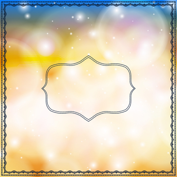 Card with decorative frames on bokeh lights - Διάνυσμα, εικόνα