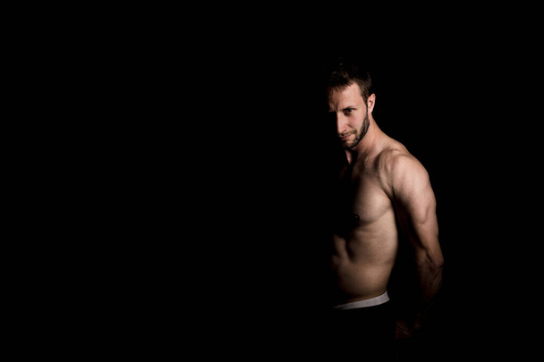 Bodybuilder Posing, Sporty Guy Male Power, Fitness Muscled Man,  - Zdjęcie, obraz