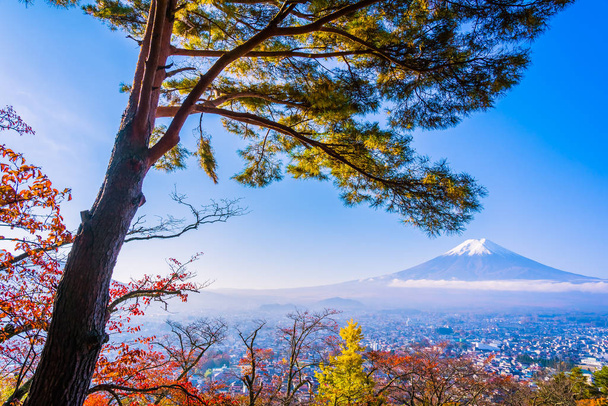 schöne Landschaft des Berg-Fuji mit Chureito-Pagode - Foto, Bild