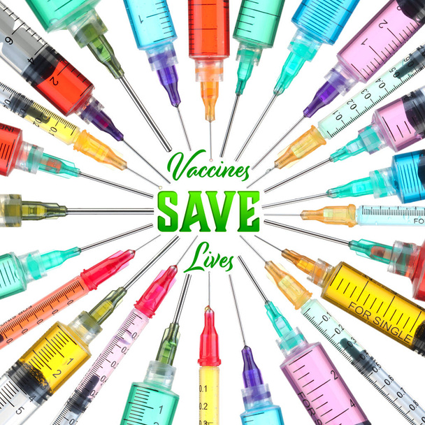 Zářivé a barevné injekční stříkačky-vakcíny zachránit životy - Fotografie, Obrázek